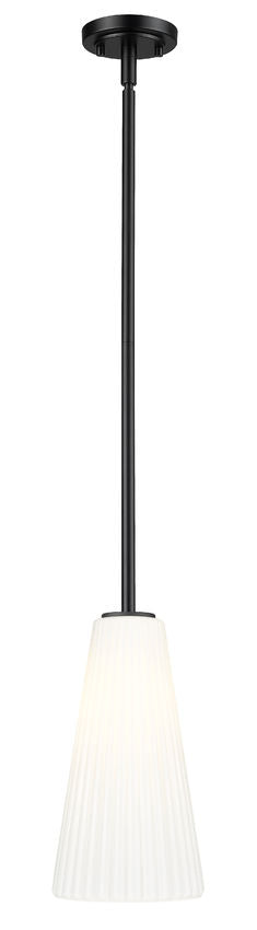Z-Lite Farrell 3043P7-ROD 7" 1-Light Matte Black Pendant Light With White Glass Shade