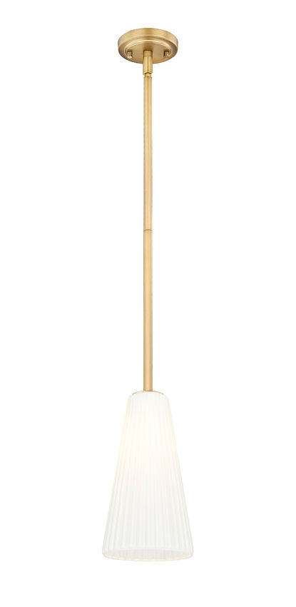 Z-Lite Farrell 3043P7-ROD 7" 1-Light Modern Gold Pendant Light With White Glass Shade