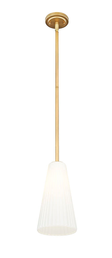 Z-Lite Farrell 3043P7-ROD 7" 1-Light Modern Gold Pendant Light With White Glass Shade