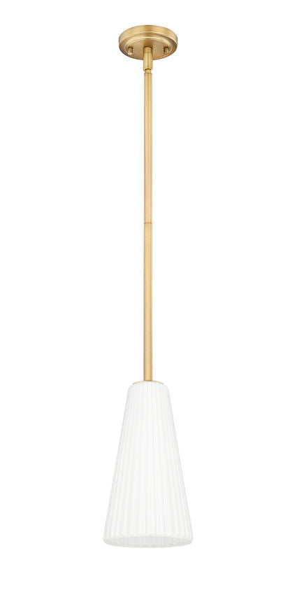 Z-Lite Farrell 3043P7-ROD 7" 1-Light Modern Gold Pendant Light With White Glass Shade
