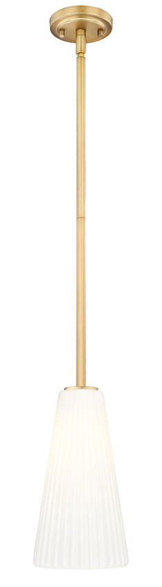 Z-Lite Farrell 3043P7-ROD 7" 1-Light Modern Gold Pendant Light With White Glass Shade