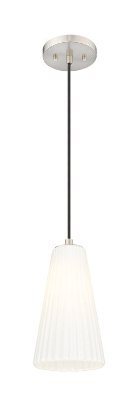 Z-Lite Farrell 6" 1-Light Brushed Nickel Pendant Light With White Glass Shade