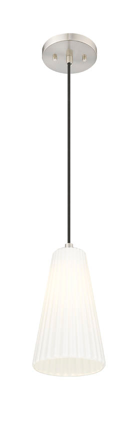 Z-Lite Farrell 6" 1-Light Brushed Nickel Pendant Light With White Glass Shade