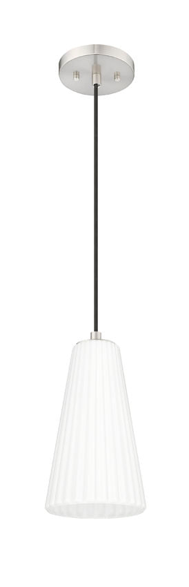 Z-Lite Farrell 6" 1-Light Brushed Nickel Pendant Light With White Glass Shade