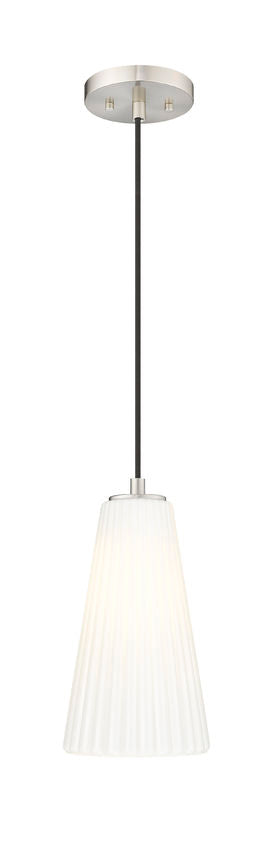 Z-Lite Farrell 6" 1-Light Brushed Nickel Pendant Light With White Glass Shade