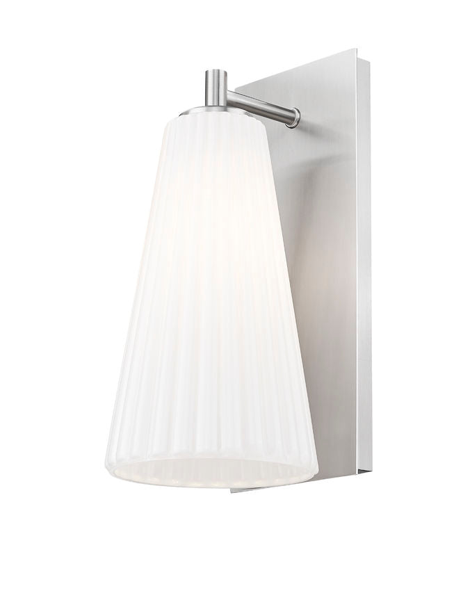 Z-Lite Farrell 6" 1-Light Brushed Nickel Wall Sconce With White Glass Shade