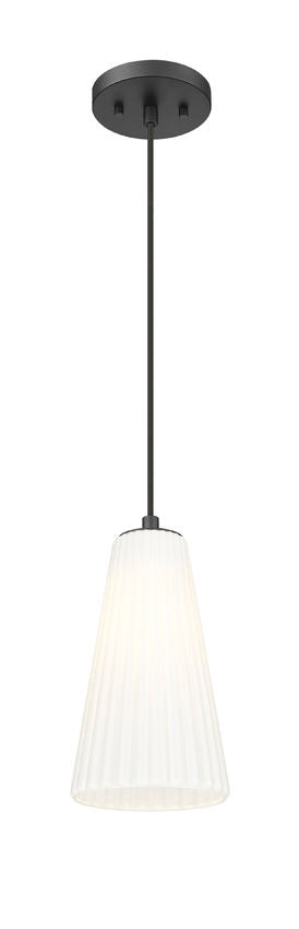 Z-Lite Farrell 6" 1-Light Matte Black Pendant Light With White Glass Shade