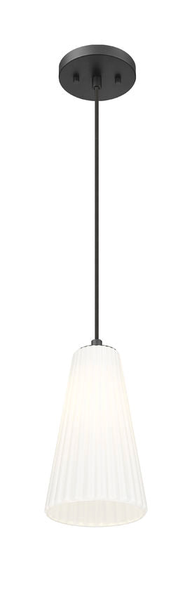 Z-Lite Farrell 6" 1-Light Matte Black Pendant Light With White Glass Shade