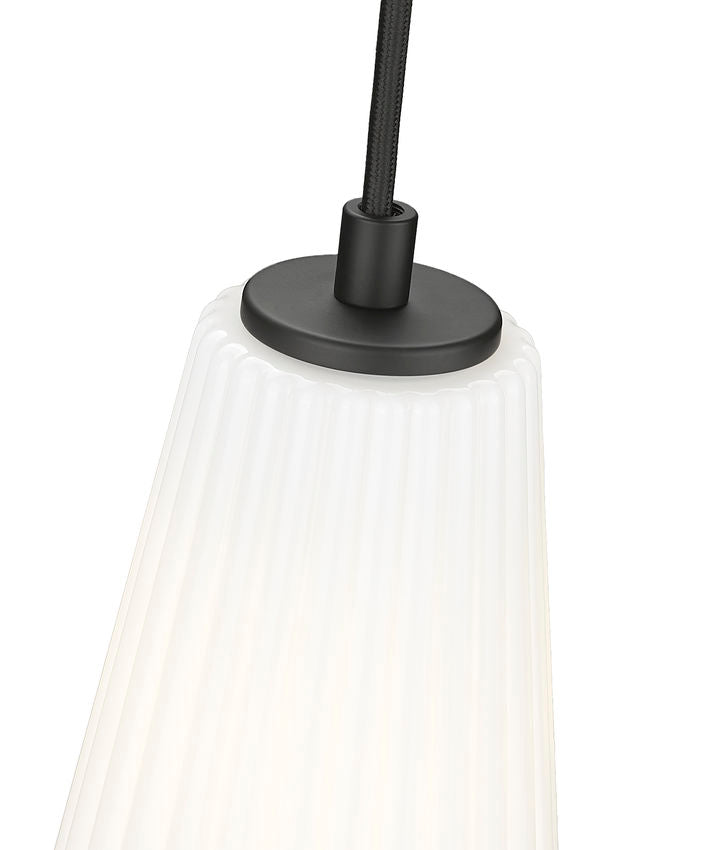 Z-Lite Farrell 6" 1-Light Matte Black Pendant Light With White Glass Shade