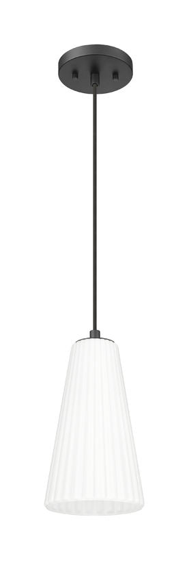 Z-Lite Farrell 6" 1-Light Matte Black Pendant Light With White Glass Shade