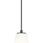 Z-Lite Farrell 6" 1-Light Matte Black Pendant Light With White Glass Shade