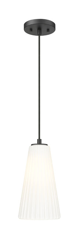 Z-Lite Farrell 6" 1-Light Matte Black Pendant Light With White Glass Shade