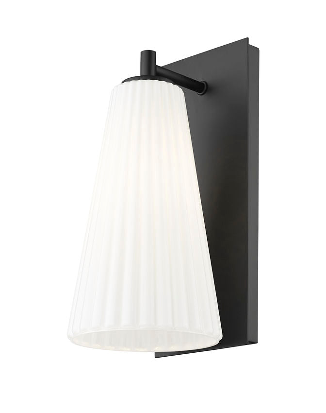 Z-Lite Farrell 6" 1-Light Matte Black Wall Sconce With White Glass Shade