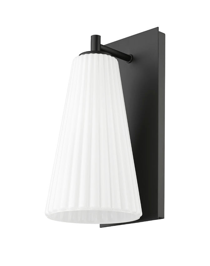 Z-Lite Farrell 6" 1-Light Matte Black Wall Sconce With White Glass Shade