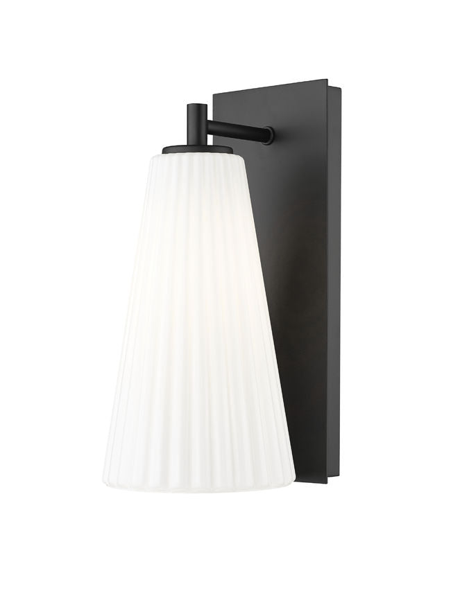 Z-Lite Farrell 6" 1-Light Matte Black Wall Sconce With White Glass Shade