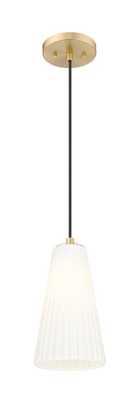 Z-Lite Farrell 6" 1-Light Modern Gold Pendant Light With White Glass Shade
