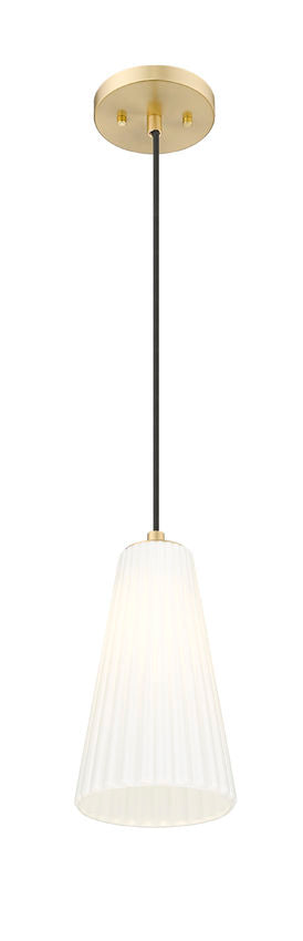 Z-Lite Farrell 6" 1-Light Modern Gold Pendant Light With White Glass Shade