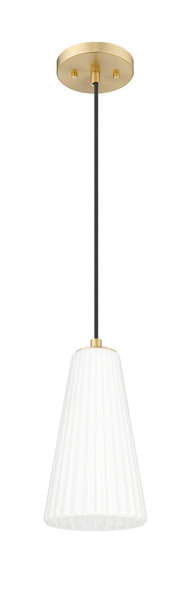 Z-Lite Farrell 6" 1-Light Modern Gold Pendant Light With White Glass Shade