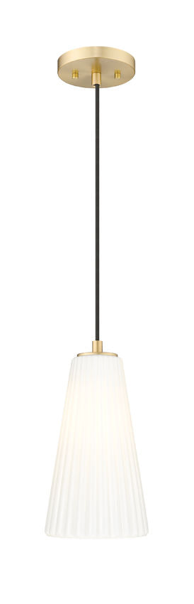 Z-Lite Farrell 6" 1-Light Modern Gold Pendant Light With White Glass Shade