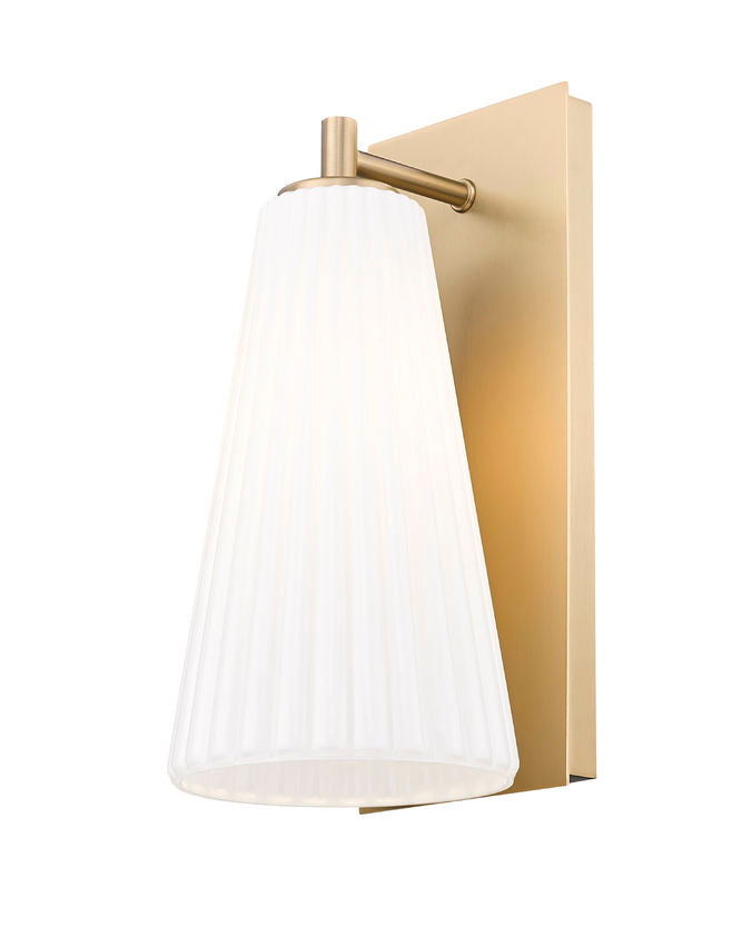 Z-Lite Farrell 6" 1-Light Modern Gold Wall Sconce With White Glass Shade