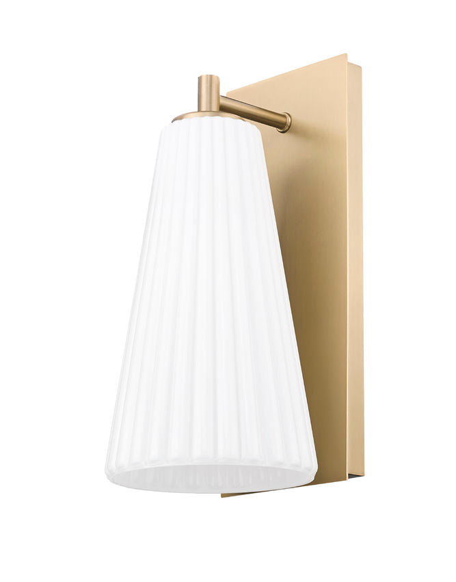 Z-Lite Farrell 6" 1-Light Modern Gold Wall Sconce With White Glass Shade