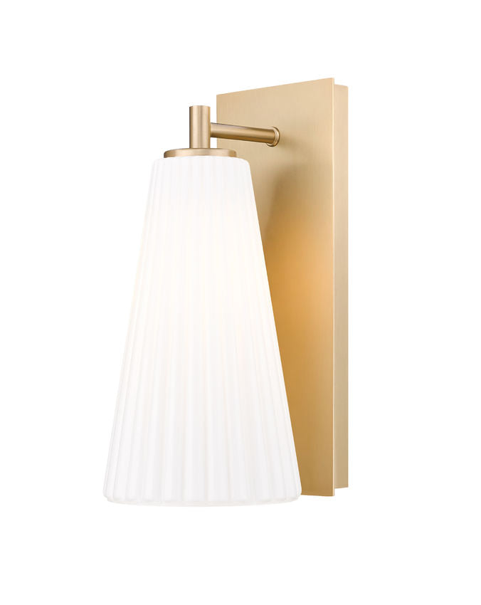 Z-Lite Farrell 6" 1-Light Modern Gold Wall Sconce With White Glass Shade