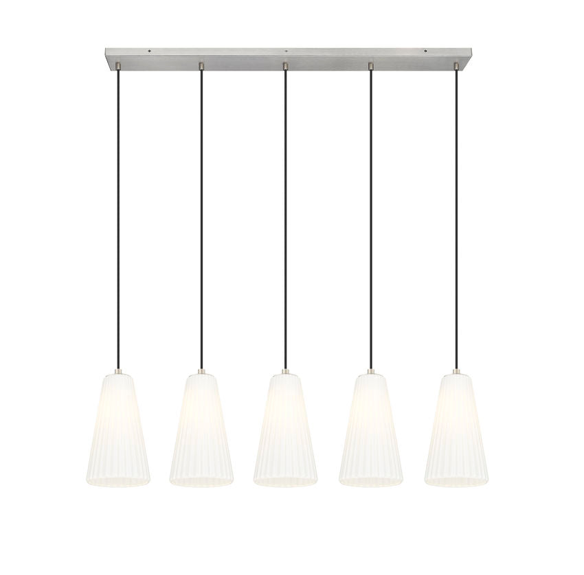 Z-Lite Farrell 6" 5-Light Brushed Nickel Linear Chandelier With White Glass Shade