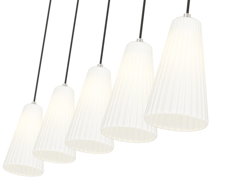 Z-Lite Farrell 6" 5-Light Brushed Nickel Linear Chandelier With White Glass Shade