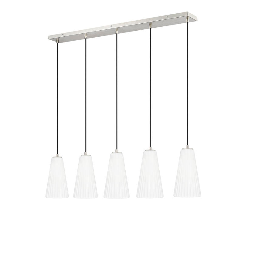 Z-Lite Farrell 6" 5-Light Brushed Nickel Linear Chandelier With White Glass Shade