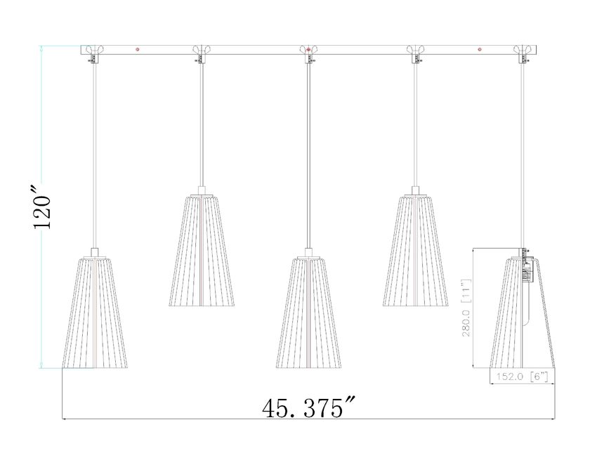 Z-Lite Farrell 6" 5-Light Brushed Nickel Linear Chandelier With White Glass Shade