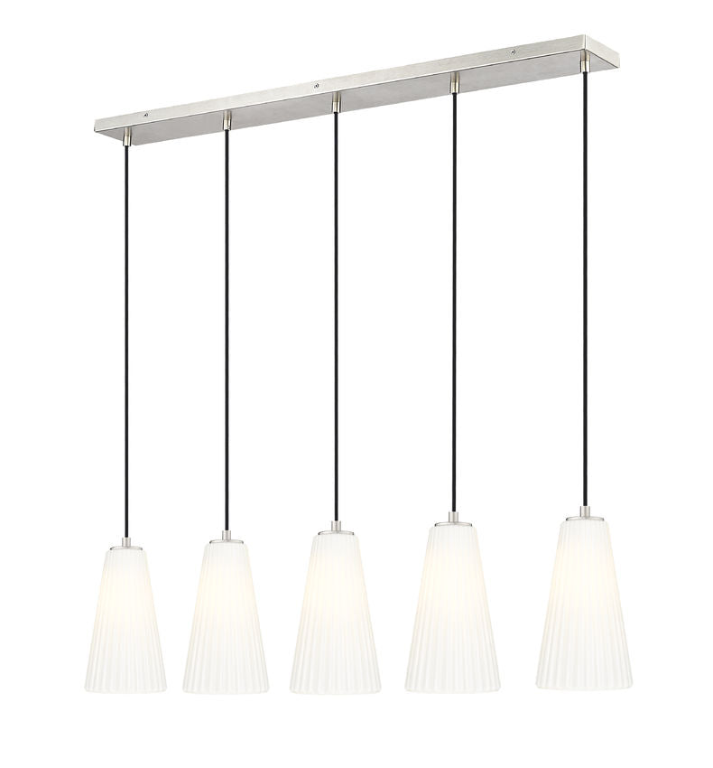 Z-Lite Farrell 6" 5-Light Brushed Nickel Linear Chandelier With White Glass Shade