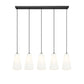 Z-Lite Farrell 6" 5-Light Matte Black Linear Chandelier With White Glass Shade