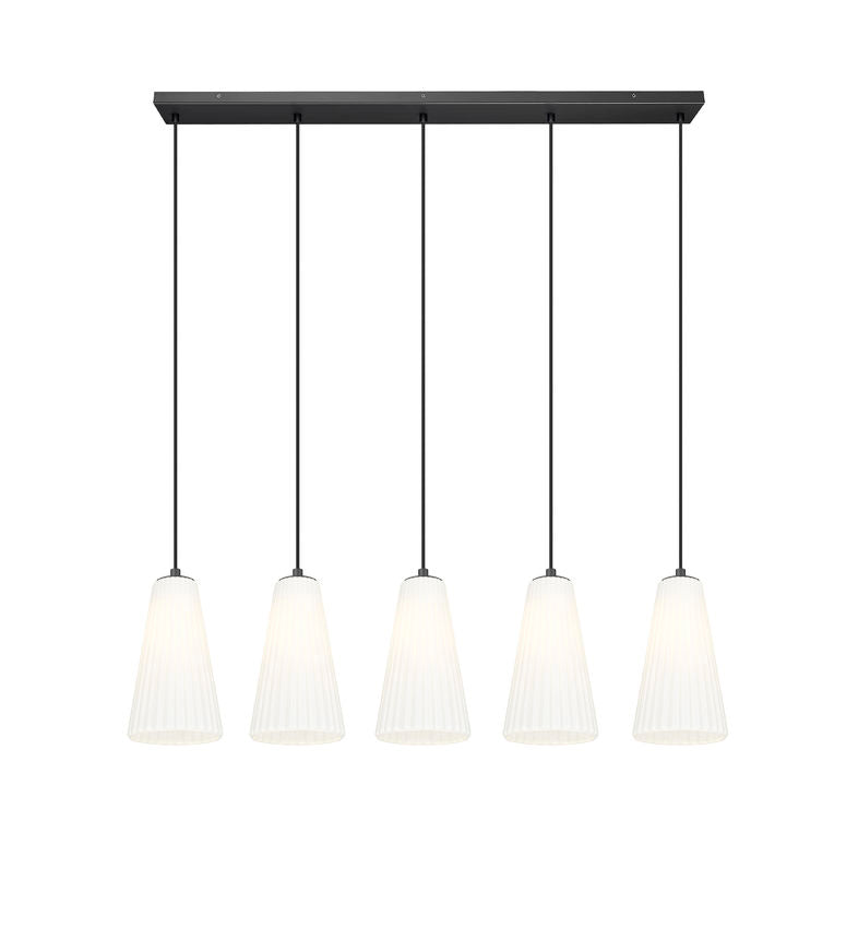 Z-Lite Farrell 6" 5-Light Matte Black Linear Chandelier With White Glass Shade