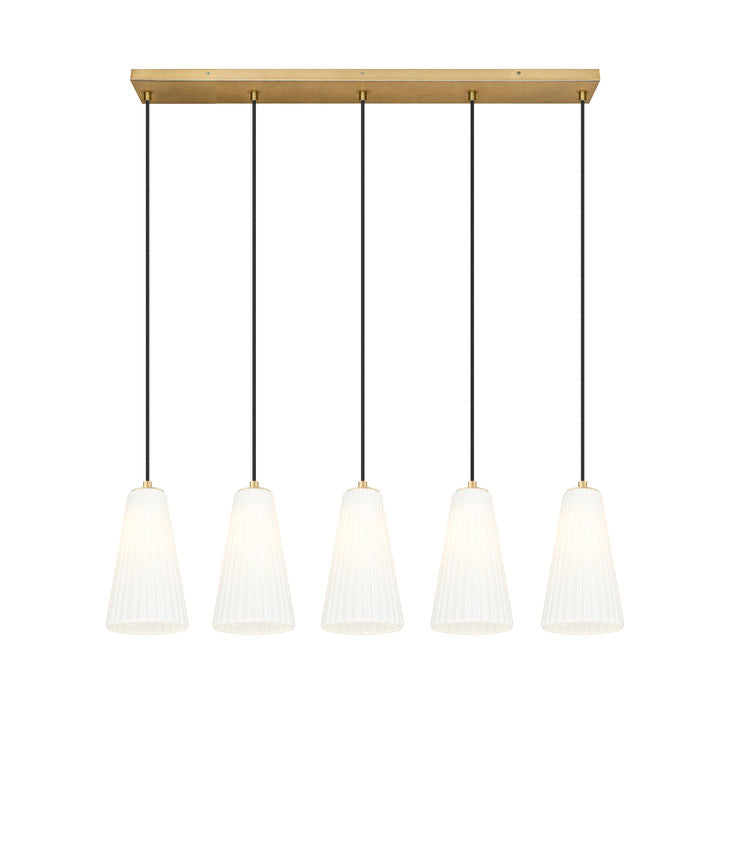 Z-Lite Farrell 6" 5-Light Modern Gold Linear Chandelier With White Glass Shade