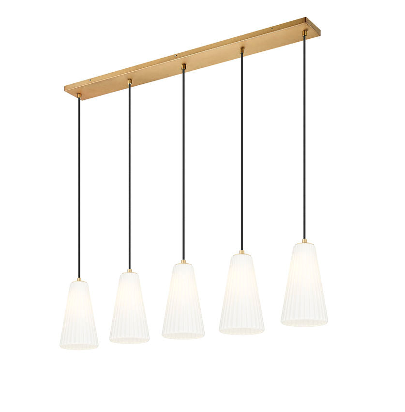 Z-Lite Farrell 6" 5-Light Modern Gold Linear Chandelier With White Glass Shade