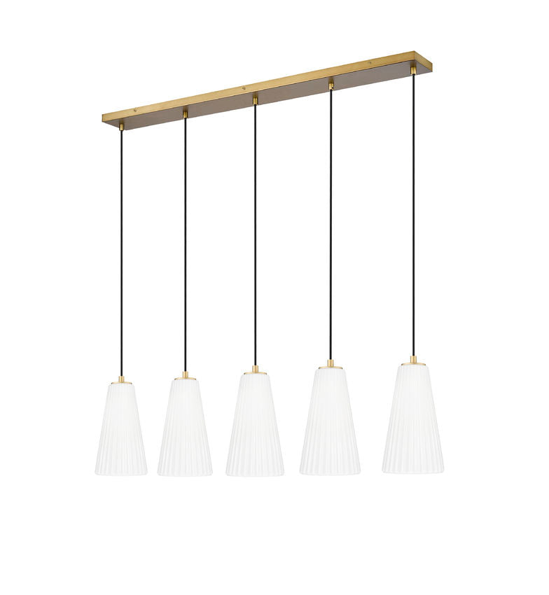 Z-Lite Farrell 6" 5-Light Modern Gold Linear Chandelier With White Glass Shade