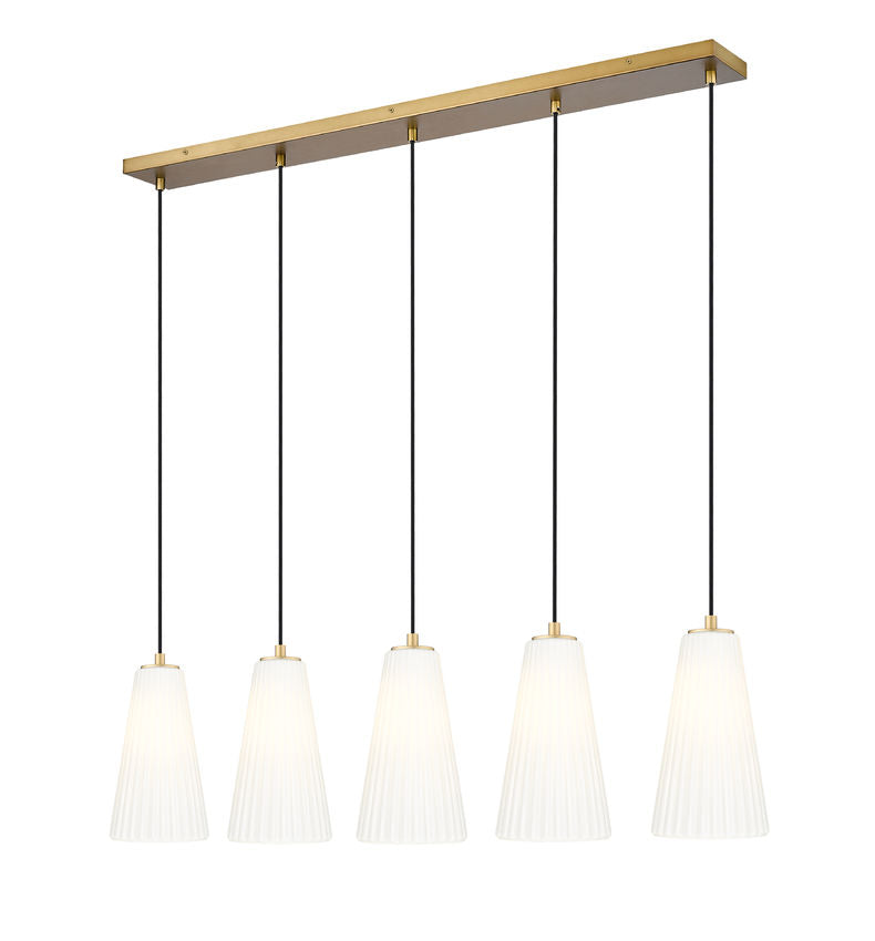 Z-Lite Farrell 6" 5-Light Modern Gold Linear Chandelier With White Glass Shade