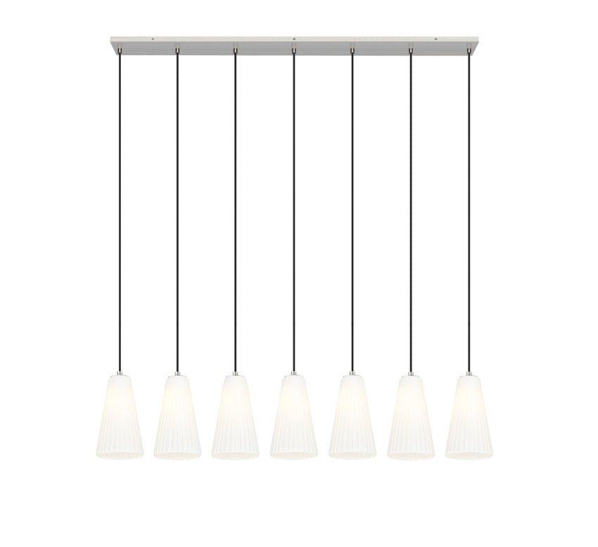 Z-Lite Farrell 6" 7-Light Brushed Nickel Linear Chandelier With White Glass Shade