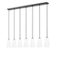 Z-Lite Farrell 6" 7-Light Matte Black Linear Chandelier With White Glass Shade