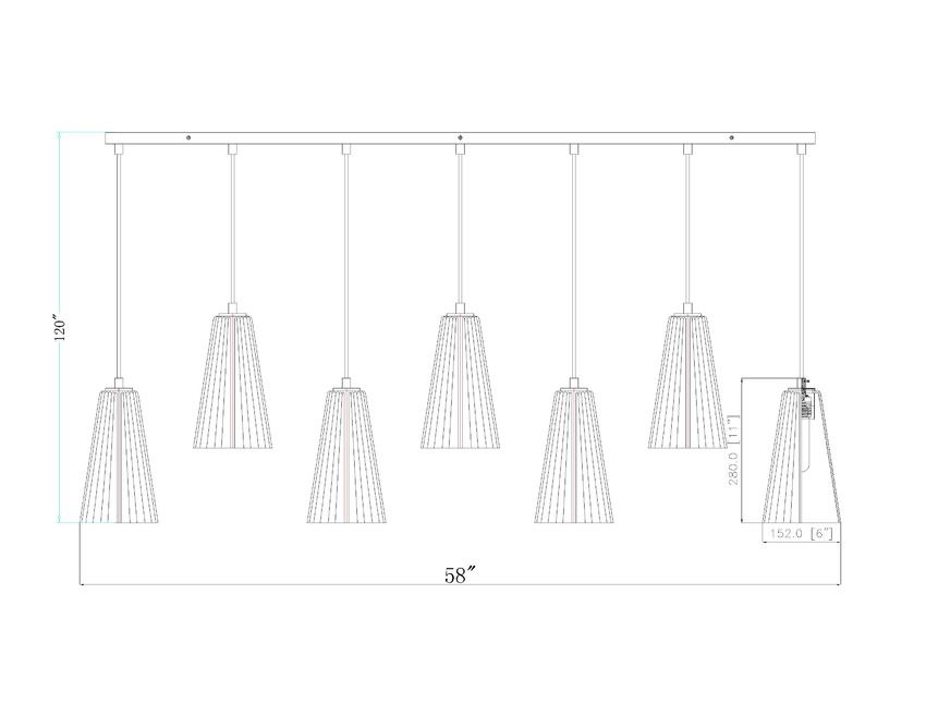 Z-Lite Farrell 6" 7-Light Modern Gold Linear Chandelier With White Glass Shade