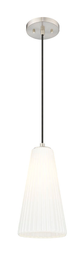Z-Lite Farrell 7" 1-Light Brushed Nickel Pendant Light With White Glass Shade