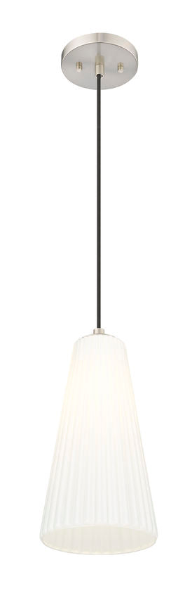 Z-Lite Farrell 7" 1-Light Brushed Nickel Pendant Light With White Glass Shade
