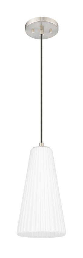 Z-Lite Farrell 7" 1-Light Brushed Nickel Pendant Light With White Glass Shade