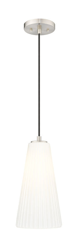 Z-Lite Farrell 7" 1-Light Brushed Nickel Pendant Light With White Glass Shade