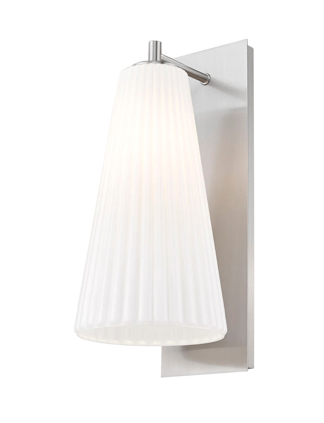 Z-Lite Farrell 7" 1-Light Brushed Nickel Wall Sconce With White Glass Shade