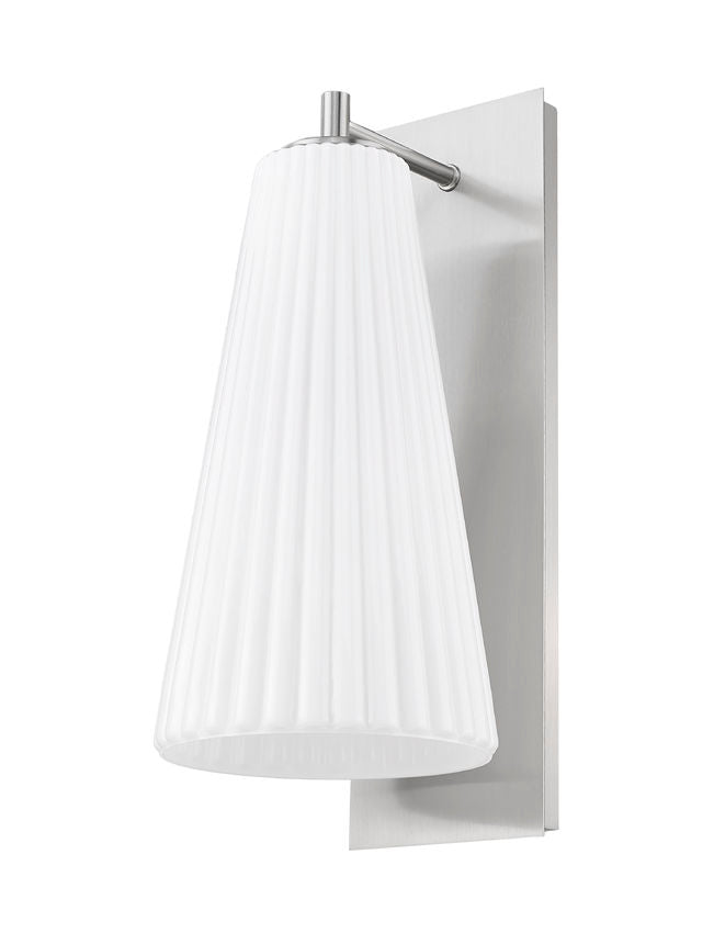 Z-Lite Farrell 7" 1-Light Brushed Nickel Wall Sconce With White Glass Shade