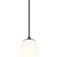 Z-Lite Farrell 7" 1-Light Matte Black Pendant Light With White Glass Shade
