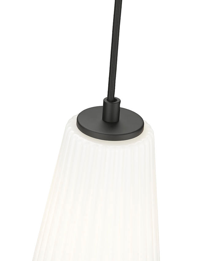 Z-Lite Farrell 7" 1-Light Matte Black Pendant Light With White Glass Shade