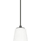 Z-Lite Farrell 7" 1-Light Matte Black Pendant Light With White Glass Shade