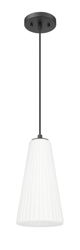 Z-Lite Farrell 7" 1-Light Matte Black Pendant Light With White Glass Shade